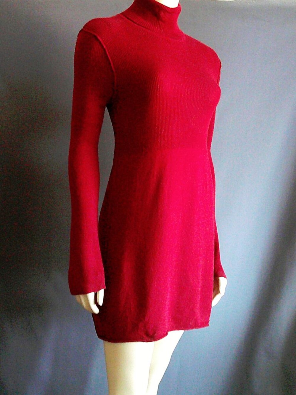 Soft Surroundings Burgundy 60% Silk 40% Cashmere Ribbed Sweater Dress Sm